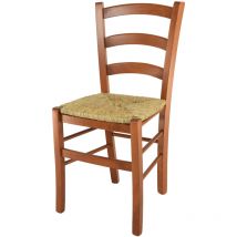 T M C S - Tommychairs - Sedia modello Venice per cucina bar e sala da pranzo, robusta struttura in legno di faggio color ciliegio e seduta in paglia