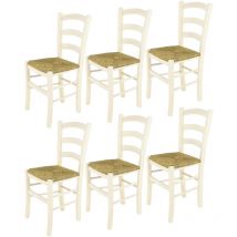 T M C S - Tommychairs - Set 6 sedie modello Venice per cucina bar e sala da pranzo, robusta struttura in legno di faggio verniciata in anilina bianca