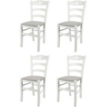 T M C S - Tommychairs - Set 4 sedie modello Cuore per cucina bar e sala da pranzo, robusta struttura in Legno di faggio laccato bianco e seduta