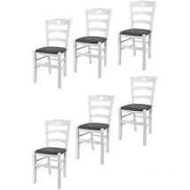 T M C S - Tommychairs - Set 4 sedie modello Cuore per cucina bar e sala da pranzo, robusta struttura in Legno di faggio laccato bianco e seduta