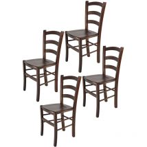 T M C S - Tommychairs - Set 4 sedie modello Venice per cucina bar e sala da pranzo, robusta struttura in legno di faggio color noce scuro e seduta in