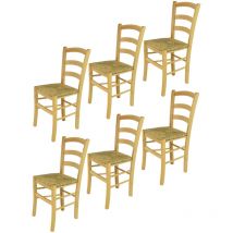 T M C S - Tommychairs - Set 6 sedie modello Venice per cucina bar e sala da pranzo, robusta struttura in legno di faggio color naturale e seduta in