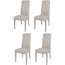T M C S - Tommychairs Set 4 sedie Glam in legno di faggio, seduta e schienale imbottiti e rivestiti in tessuto colore grigio perla