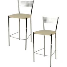 Tommychairs 2 taburetes Elegance acero cromado asiento polipiel lin