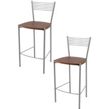 T M C S - Tommychairs 2 taburetes Elegance en acero aluminio asiento madera cerezo