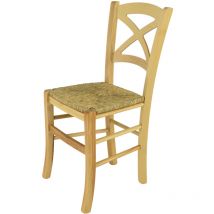 Tommychairs Silla Cross en haya color natural y asiento en paja