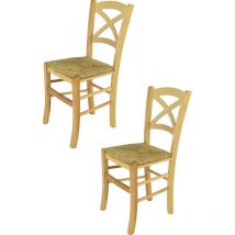 Tommychairs 2 Sillas Cross en haya color natural y asiento en paja