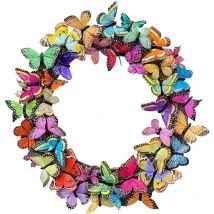 Tonchean - Couronne de faux papillons Décoration de Pâques Décoration de printemps Suspension - 25cm