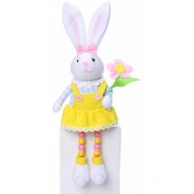 Tonchean - Lapin de Pâques tenant des oeufs Radish Christmas Beaded Legs Spring Rustic Figurine Ornament Home Decoration