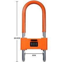 Tonchean - Serrure de porte en verre en forme de u, grande serrure de maison étendue, serrure de porte de magasin, double porte, antivol, mot de
