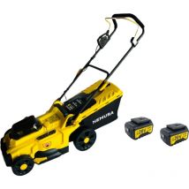 Tondeuse à batterie Nemura 40V(2x20V) + 2 Batteries 4Ah + Chargeur rapide - Coupe de 37cm - Mulching + Ramassage