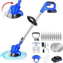Tondeuse à Gazon Électrique Sans Fil 21V avec Batterie, Tondeuse à Gazon, Coupe-Élagage Outils de Jardin, Débroussailleuse Télescopique Taille-Haie