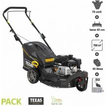 Texas - Tondeuse à gazon essence mulching 4-en-1 79 cc 3 roues coupe 42cm Premium 4275