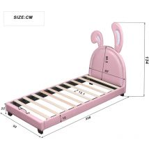 L&h-cfcahl - Lit d'enfant rembourré 90x200cm, lit d'enfant avec sommier à lattes et dossier, lit de fille en forme d'oreille de lapin avec pieds