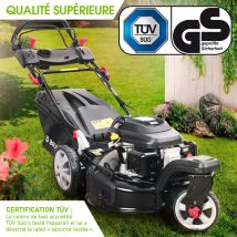 Tondeuse thermique autotractée 3 roues 360° trike speed 224cc 7cv 53cm autotractée vitesse d'entraînement triple réglable 60 l acier - trike de Brast