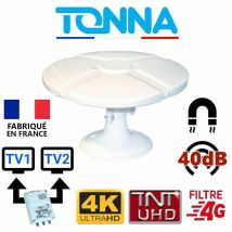 Antenne Tnt Hd Omnidirectionnelle Gain 40db Camping Car Ampli 2 Sorties - Tonna