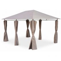 Tonnelle 3x4 m - Divio - Toile taupe - Pergola avec rideaux. tente de jardin. barnum. chapiteau. réception