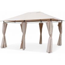 Sweeek - Tonnelle 3x4 m - Divio - Toile beige - Pergola avec rideaux. tente de jardin. barnum. chapiteau. réception