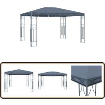 Tonnelle 400 x 300 cm Anthracite - Abri Solaire - Tonnelle Extérieure - Gazebo - Structure Extérieure - Jardin