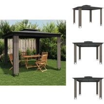 Tonnelle à double toit anthracite 2,94x2,94 m acier - Tonnelle - Tonnelles - Tonnelle De Jardin - Tonnelle D'extérieur