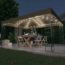 Maison Chic - Tonnelle avec double toit et lumières led, Tente de réception, Pergola de jardin 3x4 m Taupe OWV89130