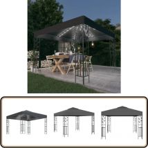 Tonnelle avec guirlande lumineuse à led 3x3 m Anthracite - Tonnelle - Abri Extérieur - Parasol - Jardin - Terrasse