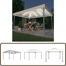 Tonnelle avec guirlande lumineuse à led 4x3 m Crème Aluminium - Abri Extérieur - Gazebo - Tonnelle - Parasol - Éclairage Solaire