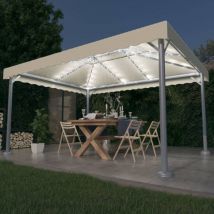 Tonnelle avec guirlande lumineuse à led, Tente de réception, Pergola de jardin 4x3 m Crème Aluminium OWV31549 design in