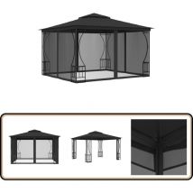 Tonnelle avec moustiquaire 300x300x265 cm Anthracite - Tente De Jardin - Tonnelle Pliable - Gazebo - Parasol - Abri Extérieur