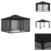 Tonnelle avec moustiquaire 300x300x265 cm Anthracite - Tente De Jardin - Tonnelle Pliable - Gazebo - Parasol - Abri Extérieur