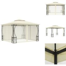 Tonnelle avec moustiquaire 300x300x265 cm Crème - Tente De Jardin - Tonnelle Pliable - Gazebo - Parasol - Abri Solaire
