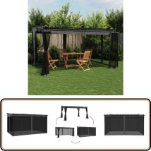 Tonnelle avec parois en filet anthracite 4x3 m acier - Gazebo - Tonnelle De Jardin - Abri Extérieur - Structure Extérieure - Parasol