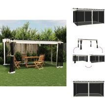 Tonnelle avec parois en filet crème 4x3 m acier - Gazebo - Tonnelle De Jardin - Abri Solaire - Parasol - Structure Extérieure