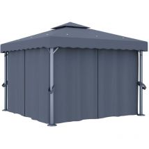 Tonnelle avec rideau 3x3 m Anthracite Aluminium
