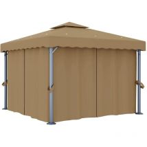 Tonnelle avec rideau 3x3 m Taupe Aluminium