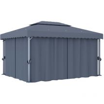 Tonnelle avec rideau 4x3 m Anthracite Aluminium