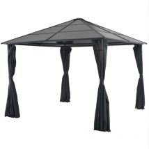 Tonnelle avec rideau Aluminium 3x3 m Noir