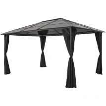 Tonnelle avec rideau Aluminium 4x3x2,6 m Noir Vidaxl