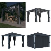 Tonnelle avec rideau et lumières led 3x3 m Anthracite Aluminium - tonnelle - tonnelles - Home & Living - Anthracite