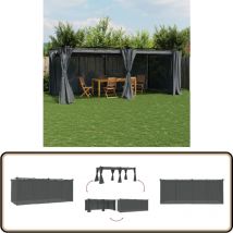Tonnelle avec rideaux anthracite 6x3 m acier - Gazebo - Abri Extérieur - Tonnelle - Structure Extérieure - Parasol