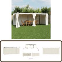 Tonnelle avec rideaux crème 6x3 m acier - Gazebo - Tonnelle - Abri Solaire - Structure Extérieure - Parasol