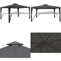 Tonnelle avec toit 3x4 m Gris foncé - Tente Extérieure - Abri Jardin - Tonnelle Pliable - Structure Patio - Gazebo - Home & Living