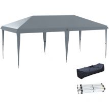 Tonnelle barnum de jardin pop-up pliant 5,85L x 2,95l x 2,7H m sac inclus acier époxy oxford haute densité gris