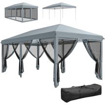 Tonnelle barnum pliant style colonial dim. 5,85L x 2,95l x 2,7H m 6 moustiquaires sac de transport gris