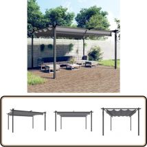 Tonnelle de jardin avec toit rétractable 4x3 m Anthracite - Abri Jardin - Gazebo - Tonnelle Extensible - Parasol Extérieur - Ombrage Jardin