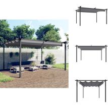Tonnelle de jardin avec toit rétractable 4x3 m Anthracite - Abri Jardin - Gazebo - Tonnelle Extensible - Parasol Extérieur - Ombrage Jardin