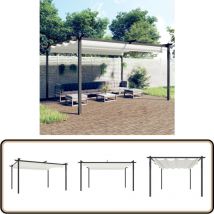 Tonnelle de jardin avec toit rétractable 4x3 m Crème - Abri Jardin - Gazebo - Tonnelle De Jardin - Parasol - Ombrage Extérieur