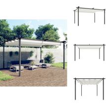 Tonnelle de jardin avec toit rétractable 4x3 m Crème - Abri Jardin - Gazebo - Tonnelle De Jardin - Parasol - Ombrage Extérieur