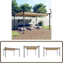 Tonnelle de jardin avec toit rétractable 4x3 m Taupe - Tente De Jardin - Gazebo - Abri Solaire - Parasol - Auvent Pliable
