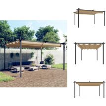 Tonnelle de jardin avec toit rétractable 4x3 m Taupe - Tente De Jardin - Gazebo - Abri Solaire - Parasol - Auvent Pliable
